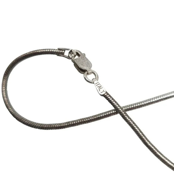 925 Sterling Silver Clear Crystal Pendant Snake Chain Necklace Vintage - Picture 5 of 9